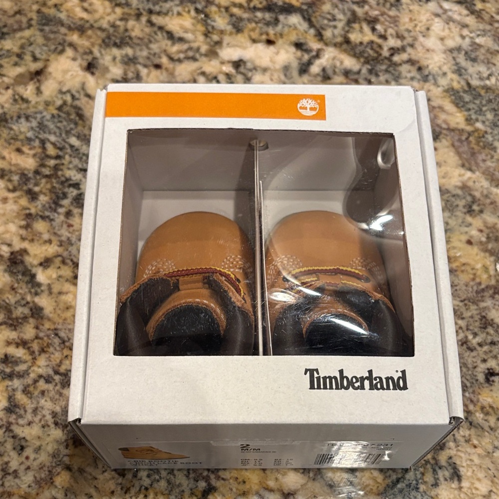 Timberland Tan and Black Baby Booties in Box